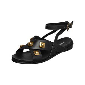 Antelope Women's Reza black Leather Flat Sandals Size 39